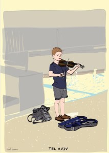 A Kid Playing Violin, Gan Yaakov Passage, Tel AVIV