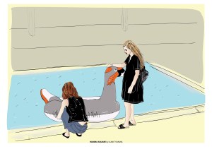 TEL AVIV HABIMA SQUARE - Two Girls And a Swan